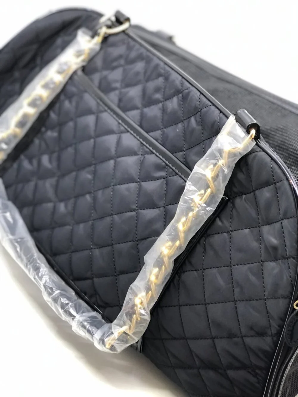 Canini by Baguette Quilted Black Pet Carrier Dog Travel Bag 18x9x10 in, NWT!